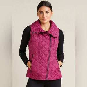 Marc New York Andrew Marc Fuchsia Quilted Asym Zip Vest NWT Medium